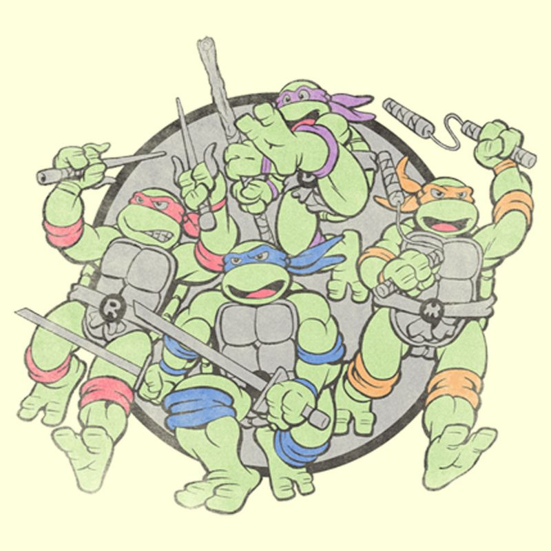 Men's Teenage Mutant Ninja Turtles Retro Turtles in Battle T-Shirt, 2 of 5