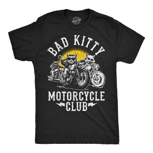 Mens Funny T Shirts Bad Kitty Motorcycle Club Sarcastic Kitten Graphic Novelty Tee for Men - Crazy Dog Men's T Shirt For Cat Lovers - 1 of 4