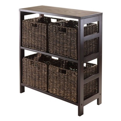 5pc Granville Set Storage Shelf with Baskets Espresso Brown - Winsome