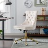 Task Chairs With Wheels Velvet Upholstered Comfy High Back Study Chair Armless Home Office Chair With Golden Metal Base-The Pop Home - 2 of 4
