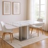 HomeRoots 72" Gray White and Silver Marble and Stainless Steel Pedestal Base Dining Table - 2 of 4