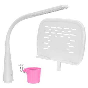 Mount-It! Accessory Kit for Height Adjustable Kids-Desk | Includes LED-Lamp, Book Holder Shelf and Pencil Holder-Cup, Pink