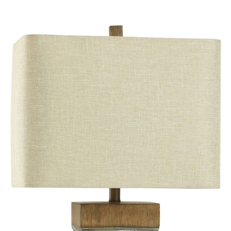 Darley Table Lamp Silver and Natural Wood Painted Resin - StyleCraft, 4 of 8
