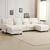 119'' Chenille U-Shaped Sectional Sofas with 2 Ottomans, 4-Position Adjustable Backrest and 4 Throw Pillows - 2 of 4