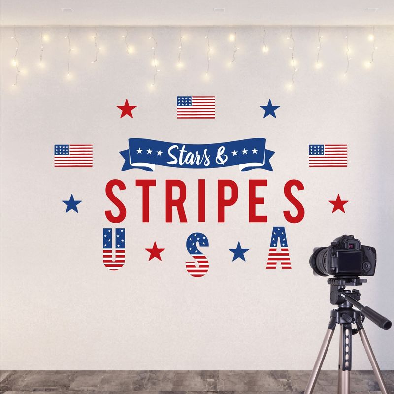 Big Dot of Happiness Stars & Stripes - Peel and Stick Patriotic Party Decoration - Wall Decals Backdrop, 6 of 9