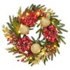 Pre-Lit Christmas Wreath with Gold Ball Ornaments for Front Door, Window and Mantel Decor, Red - 2 of 4