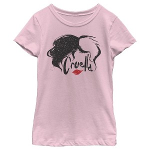 Girl's Cruella Red Lips Logo T-Shirt - 1 of 4