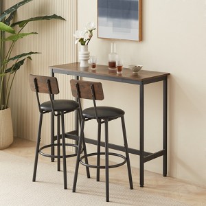 VYNXARIA Table Set with 2 Bar stools PU Soft seat with backrest,Rustic Brown - 1 of 4