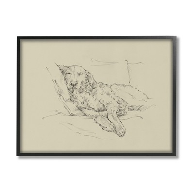 Stupell Resting Labrador Dog Pencil Sketch Framed Giclee