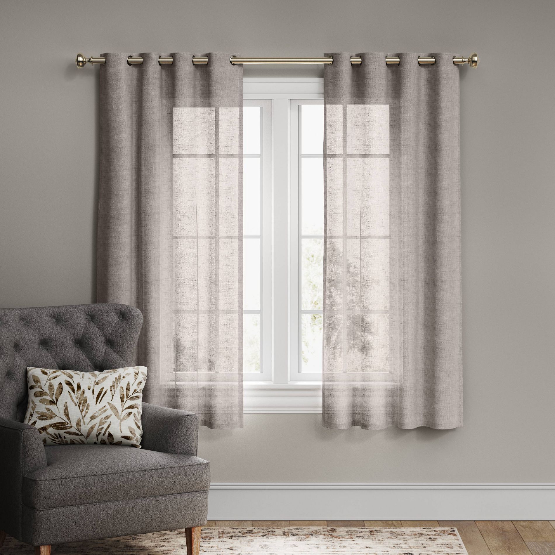 1pc 54"x95" Light Filtering Textured Weave Window Curtain Panel Gray - Threshold™: Modern Basket Weave, UV Protection