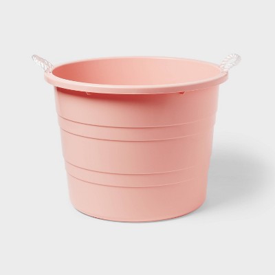 Plastic Kids' Storage Bin with Woven Handles Pink - Pillowfort™