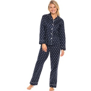 ADR Women's Lightweight Button Down Pajama Set, Long Cotton Pjs - 1 of 4