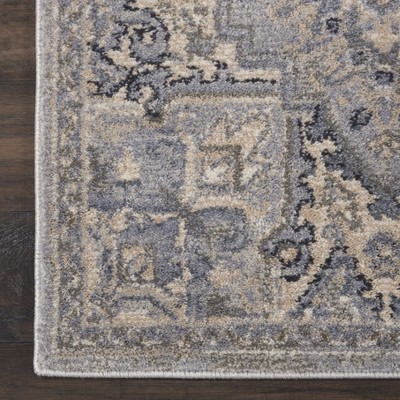Silver Gray Synthetic Rectangular Stain-Resistant Area Rug