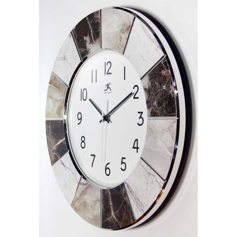 16&#34; Marble Look Wall Clock Silver - Infinity Instruments, 5 of 8