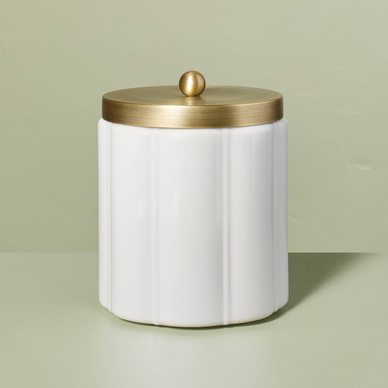 Milk Glass Bath Canister with Metal Lid - Hearth & Hand™ with Magnolia, 1 of 9