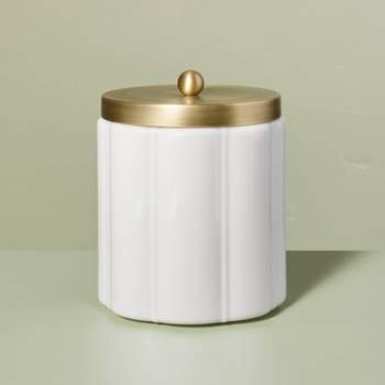 Milk Glass Bath Canister with Metal Lid - Hearth & Hand™ with Magnolia