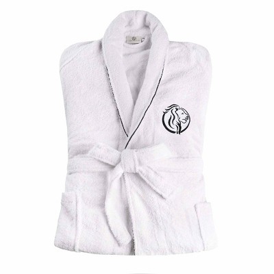 Modern Cotton Absorbent Traditional Adult Unisex Solid with Monogram Bath Robe by Blue Nile Mills