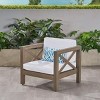 1 Piece Acacia Wood Patio Accent Chair,Waterproof Fabric Upholstered Lounge Club Chair,Armrests Club Chair For Balcony Or Garden-Coolbibila - 2 of 4