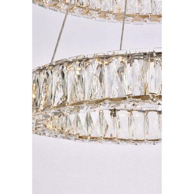 Monroe 28" Gold Crystal LED Double Ring Chandelier