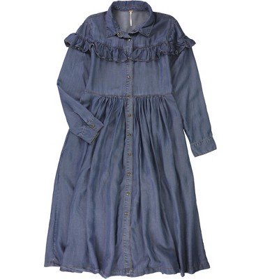 Free People Womens Solid Ruffle Midi Dress
