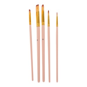 Unique Bargains Mixing Head Set of 5-Applicable Paint Type Gouache Paint-Brush Style Round Tip Bristles Nylon Wood 5 Pcs - 1 of 3