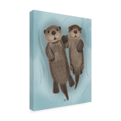 Trademark Fine Art -Fab Funky 'Otters Holding Hands' Canvas Art