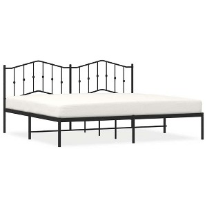 vidaXL King Metal Bed Frame with Headboard, Sturdy Steel, Black, No Mattress - 1 of 4