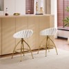 Karl Home 2 Piece Set of White Swivel Bar Stools with Teddy Fleece and Electro - Plated Gold Iron Legs - 4 of 4