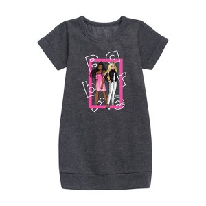 - Barbie - Out Of Box Graphic Short Sleeve Fleece Dress - 1 of 3
