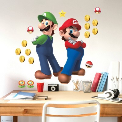 Super Mario and Luigi Colorful Peel and Stick Wall Decals