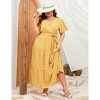 BLUEMING Summer Maxi Dress for Plus Size Women Tie Wasit Surplice Dress Flutter Sleeve A-Line Dress - 4 of 4