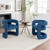 SEYNAR Modern Velvet E-Shaped Open Back Dining chair Set of 2 - 2 of 4