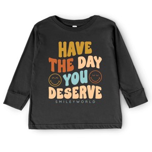 The Juniper Shop SmileyWorld Have The Day You Deserve Groovy Toddler Long Sleeve Tee - 1 of 4