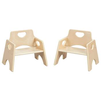 ECR4Kids Stackable Wooden Toddler Chair, 6in, Kids Furniture, Natural, 2-Pack