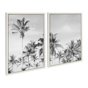 Kate and Laurel Sylvie Coastal Coconut Palm Tree Beach BW Framed Canvas Set by The Creative Bunch Studio, 2 Piece 18x24, White - 1 of 4