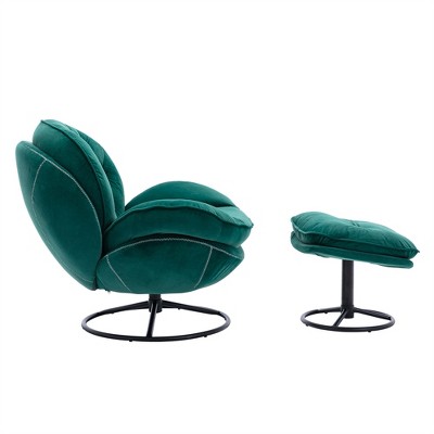 XINGHANZHENXUAN Modern Velvet Accent Chair with Ottoman, Armless Lounge Set for Living Room, Bedroom