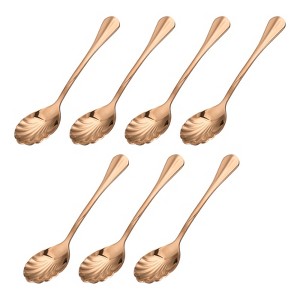 Unique Bargains Stainless Steel Shell Shape Dessert Mixing Coffee Spoon 7 Pcs - 1 of 4