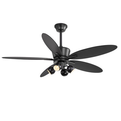 Airsurfer 52" Matte Black Ceiling Fan with Light Kit and Remote, 5 Plywood Blades, G9 Bulb Compatible