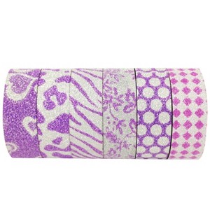 Wrapables Japanese Washi Masking Tape, Glitter Collection (Set of 6) - 1 of 4