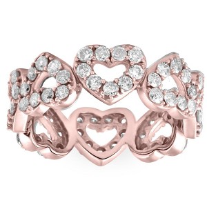 Pompeii3 1 1/2Ct Diamond Heart Shaped Eternity Ring in White, Yellow, or Rose Gold - 1 of 4
