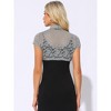 INSPIRE CHIC Women's Lace Stand Collar Pearl Button Short Sleeve Cropped Shrug - 4 of 4