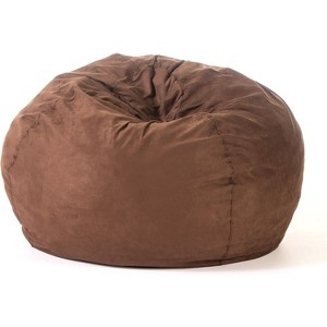 Gulches 5-Foot Bean Bag Chair - French Roast, High-Density Shredded Foam, Removable Microsuede Cover, Comfortable Lounge - 1 of 4