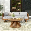 3 Seater Acacia Wood Outdoor Daybed and Coffee Table Set,2 Piece Wood Garden Furniture Sofa Set,Patio Lounge Set with Cushions-Coolbibila - 2 of 4