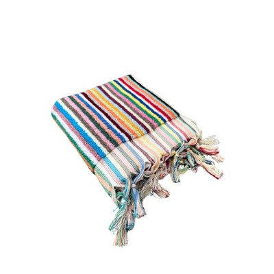 Olive & Linen Striped Turkish Terry Hand Towel