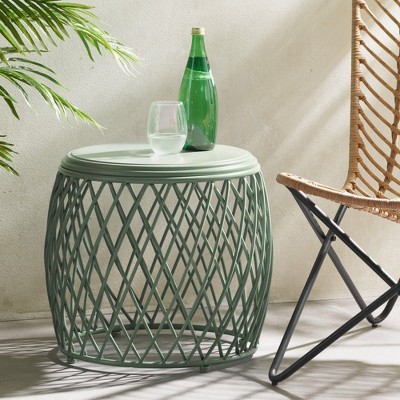 PAGED Iron Outdoor Side Table,Modern Patio End Tables for Backyard,Pool, Indoor Companion,Durable and Rustproof,Cylinder