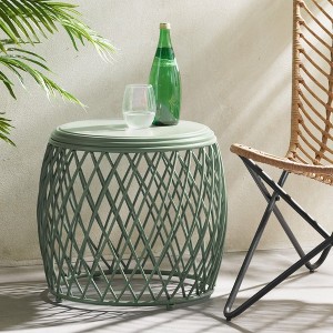 PAGED Iron Outdoor Side Table,Modern Patio End Tables for Backyard,Pool, Indoor Companion,Durable and Rustproof,Cylinder - 1 of 4