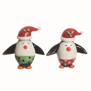 Transpac Glass Penguin Figurine Set of 2 Christmas Home Decorations - 1 of 1