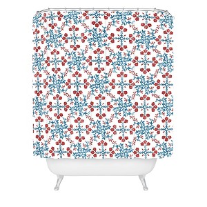Deny Designs Alison Janssen Peonies Shower Curtain Red/Blue : Microfiber, Machine Washable, Non-Slip Backing - 1 of 3