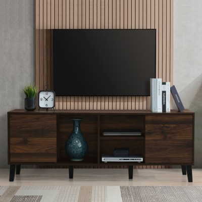 KIGFTSOD Mid Century TV Stand with 2 Cabinets – Fits TVs up to 70'', Media Console with Storage for Living Room, Bedroom & Home Theatre