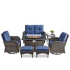 Buenhomino 7 Piece Outdoor Patio Wicker Conversation Set with Fire Pit Table, Includes Glider Loveseat, Swivel Rocking Chairs, Ottomans and Side Table - 2 of 4